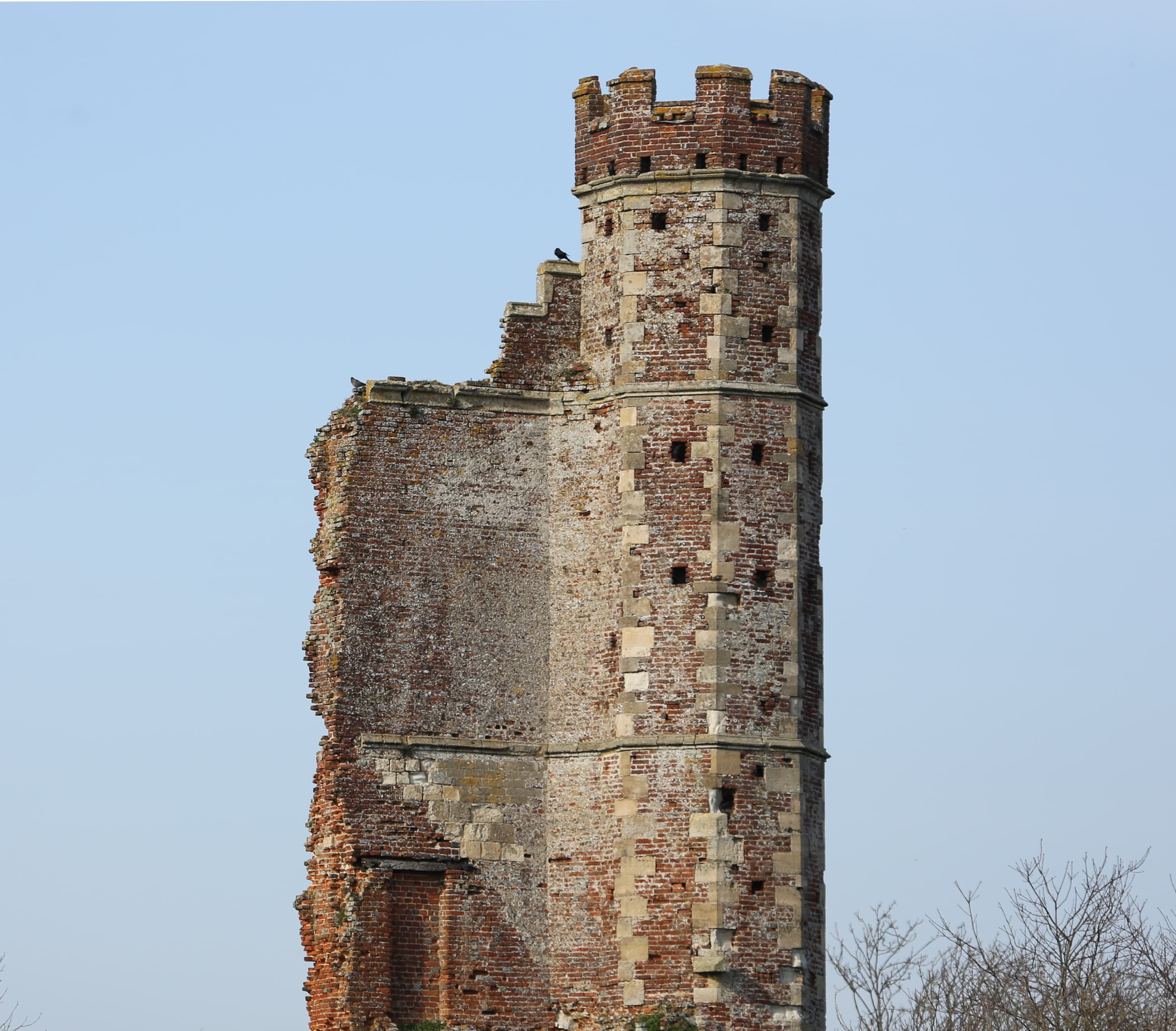 The surviving tower of Warblington Castle, south-east of Havant